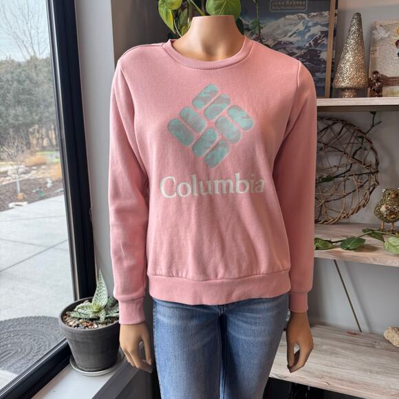 Columbia Tops - Columbia Women's Trek Graphic Crew Pullover Sweatshirt - Mineral Pink - Size XS